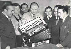 Bruno at work in a London accordion factory in the 1950's